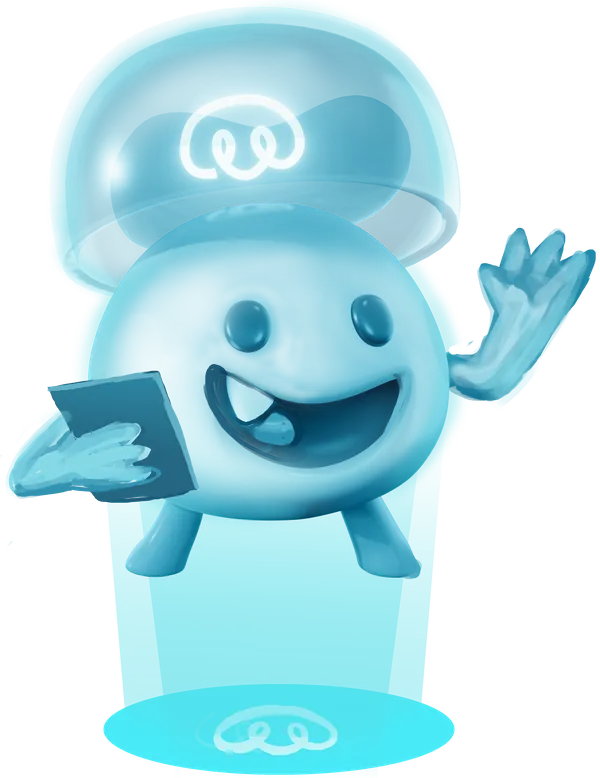Personaje Gummy de Infinitus Mind con hologramas